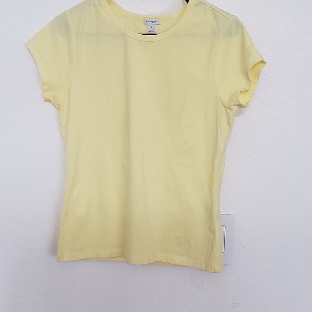 Pale Yellow Cap-sleeve Halogen Tee